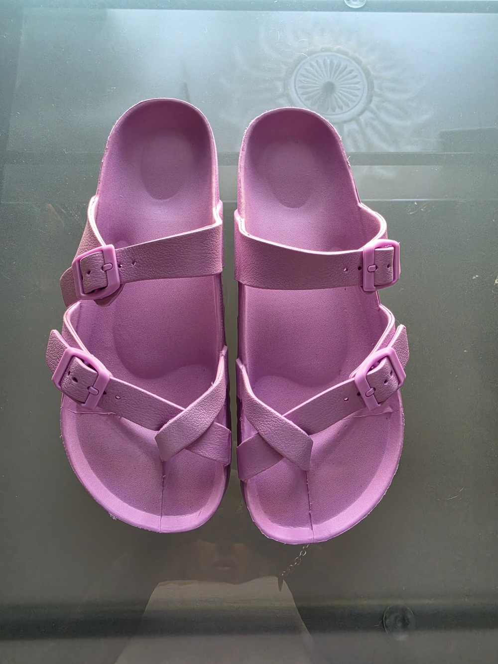 Source Unknown Pink Women’s Double-Buckle Slide Sandals
